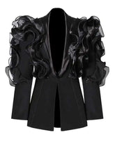 HEYFANCYSTYLE Women's Couture Ruffled Sleeve Blazer